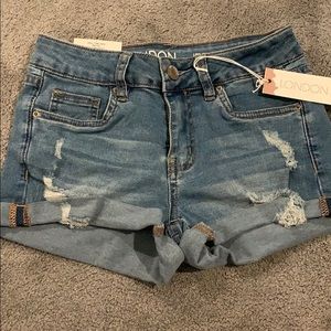 London low rise jean shorts